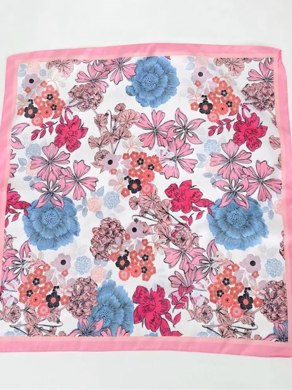 Pretty Simple Vera Floral Square Scarf Pink/Blue | New